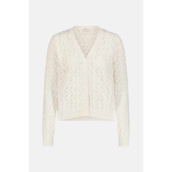 Minnie Rose Style Cotton Cashmere Pointelle Cardigan Style 8227 in White